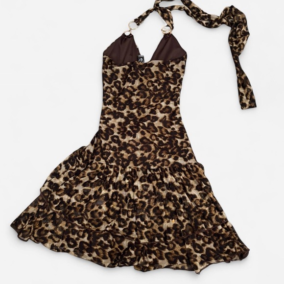 Windsor Leopard Halter Mini Dress - Brown - Picture 3 of 5